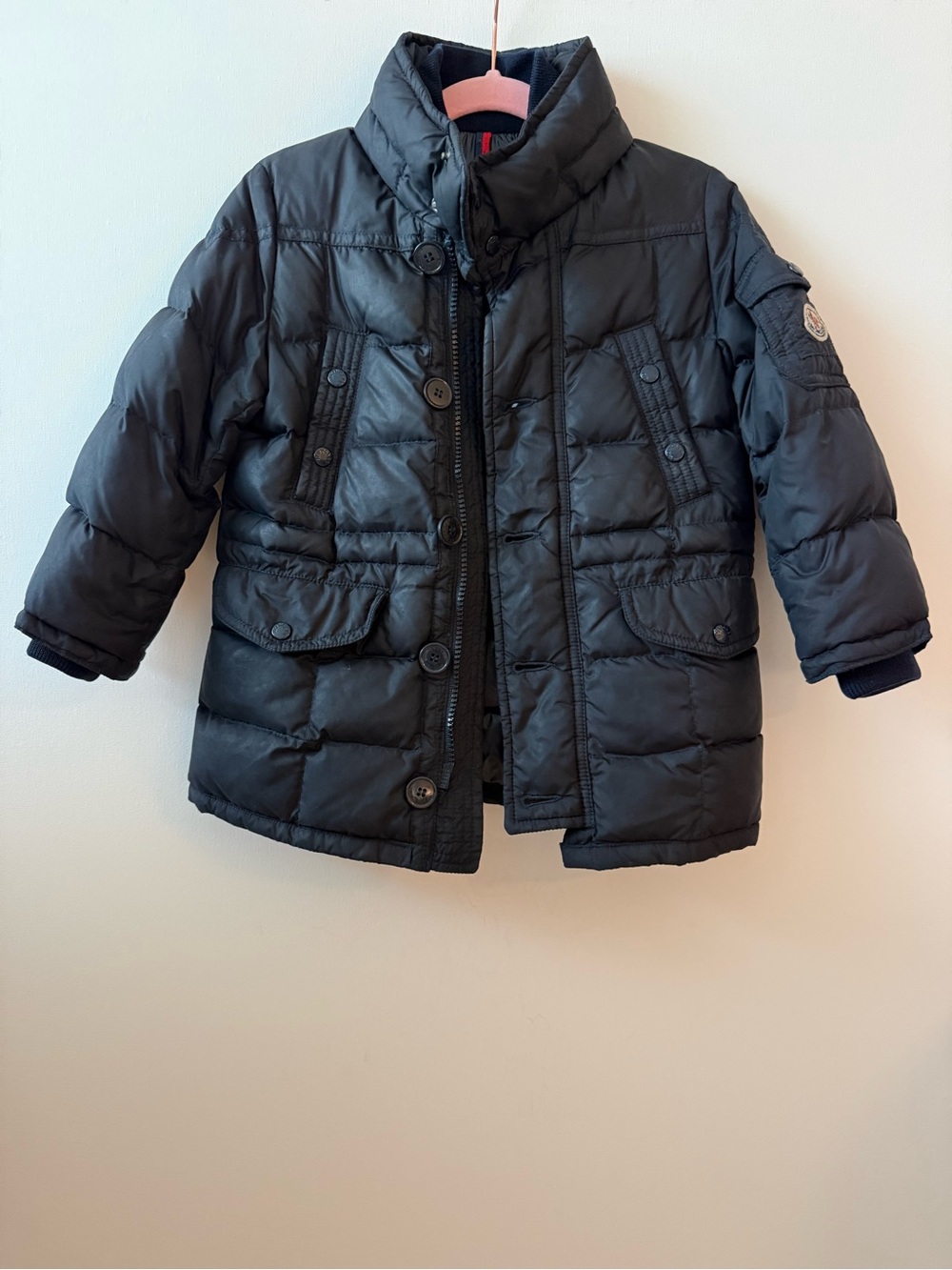 Authentic Moncler Kids Dark Navy Black Quilted Puffer Coat, Size 2 years 92cm